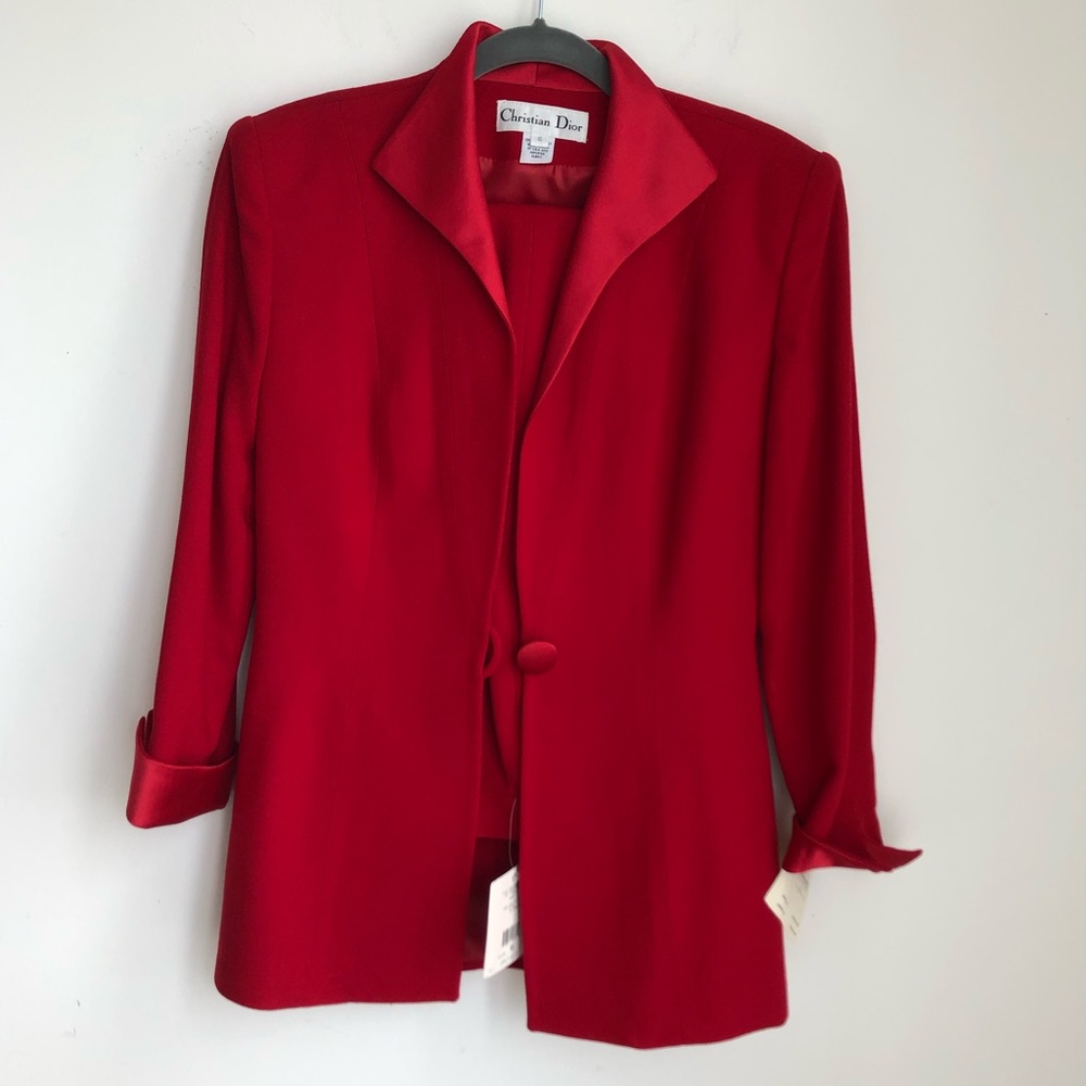NWT Christian Dior red satin crepe suit - Picture 3 of 8